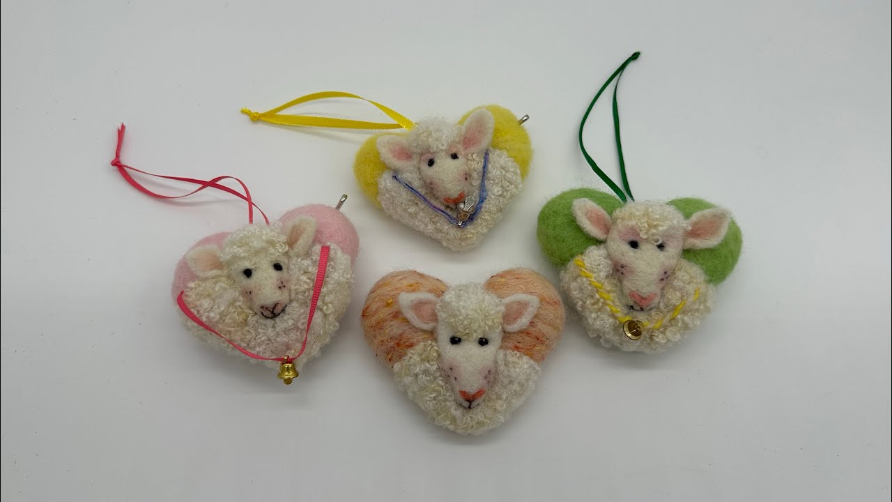 Needle Felted 3D Sheep Heart Ornament Tutorial