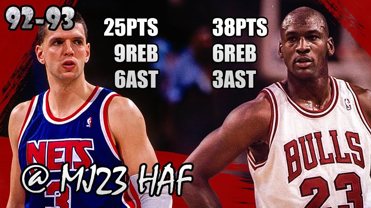 Michael Jordan vs Dražen Petrović Highlights Bulls vs Nets (1992.12.12) - 63pts total!
