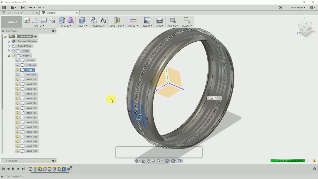 Tyre Tread - # 12 AutoDesk Fusion 360 Tutorial