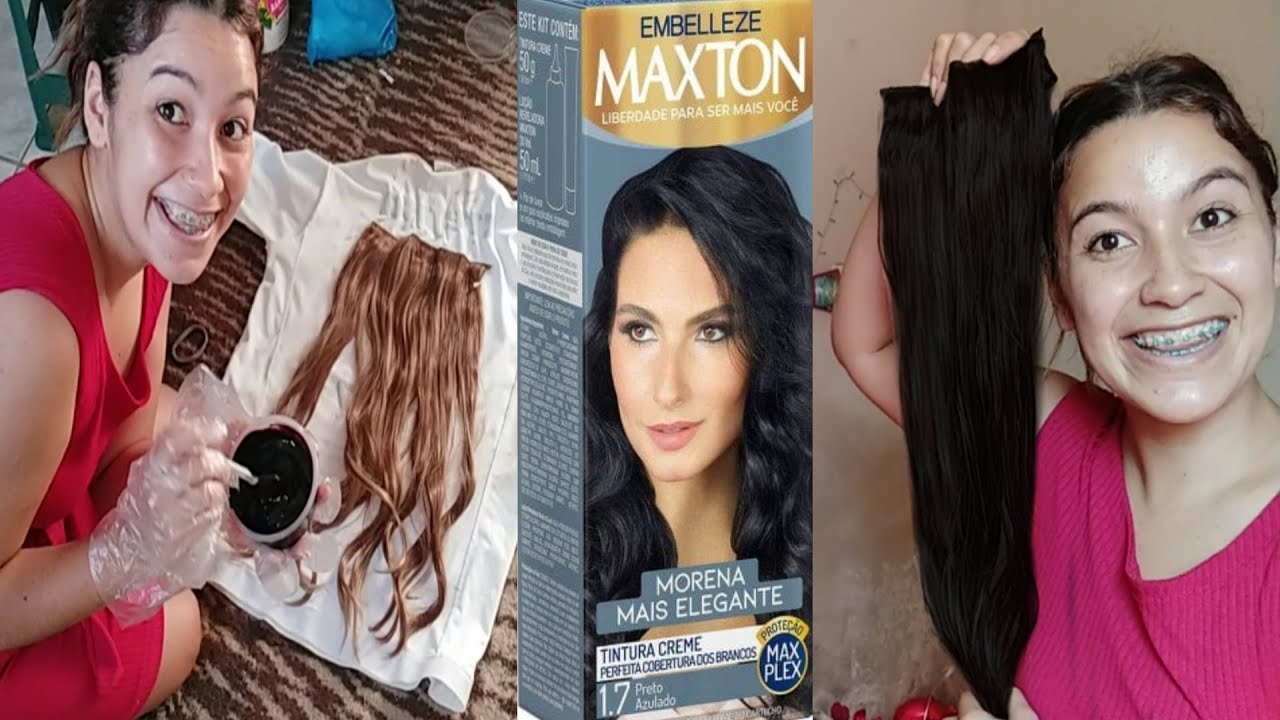 PINTANDO O MEU APLIQUE TIC TAC SINTÉTICO ( MAXTON PRETO AZULADO 1.7 morena mais elegante )