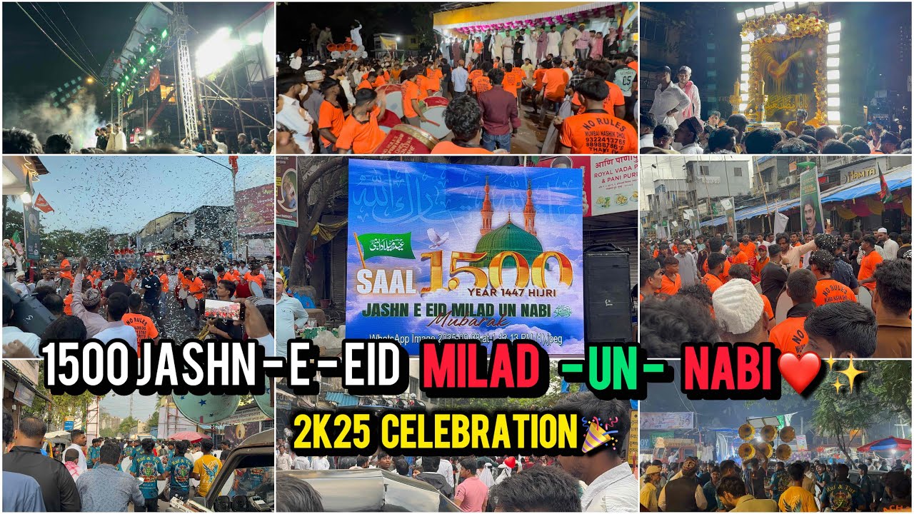 1500 Wa Jashn EID MILAD -un- Nabi mubarak ❤️✨|| 2K25 CELEBRATION 🎉 || Dhol ‼️|| Mumbai 83 🥵 || Light