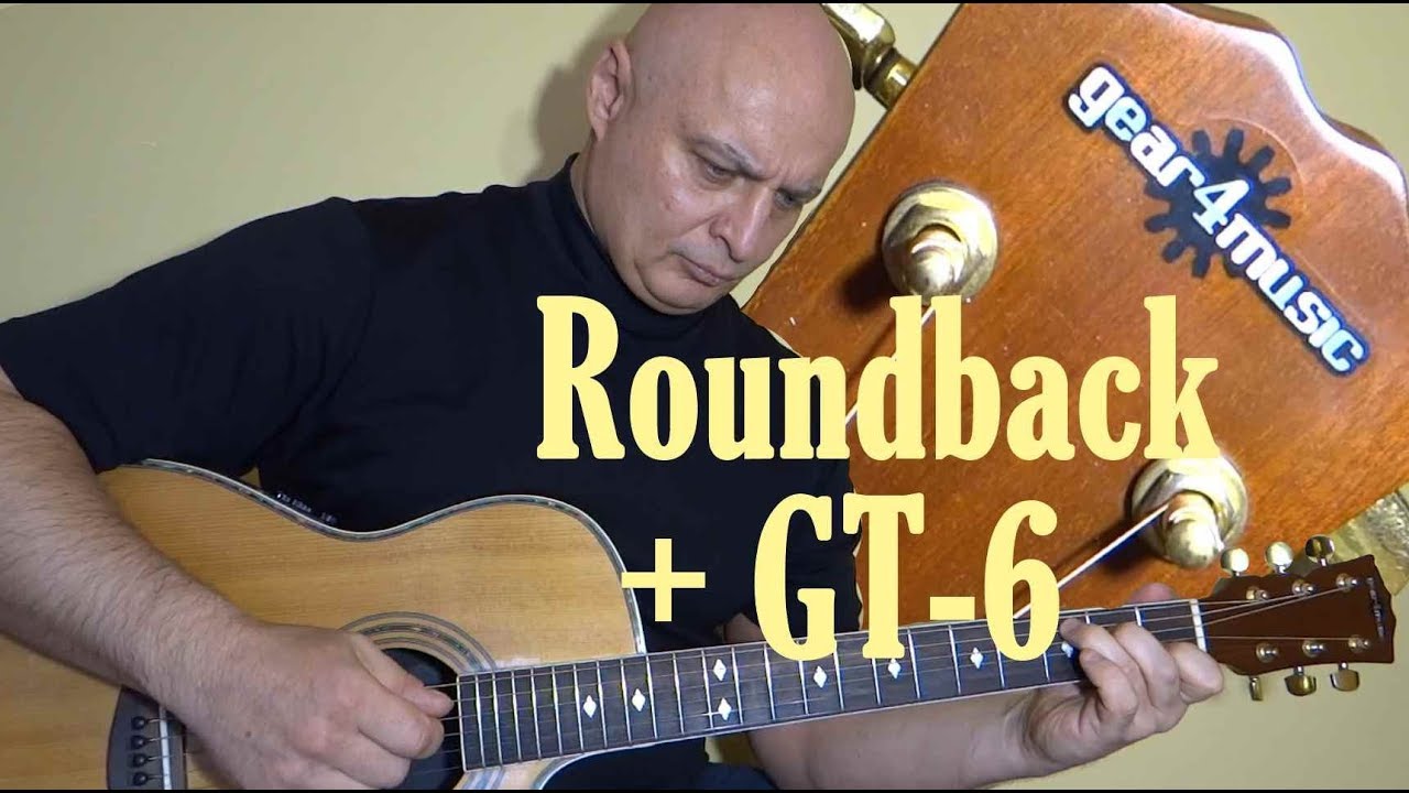 gear4music roundback electric-acoustic guitar +GT-6 preamp, few simple chords guitar test.