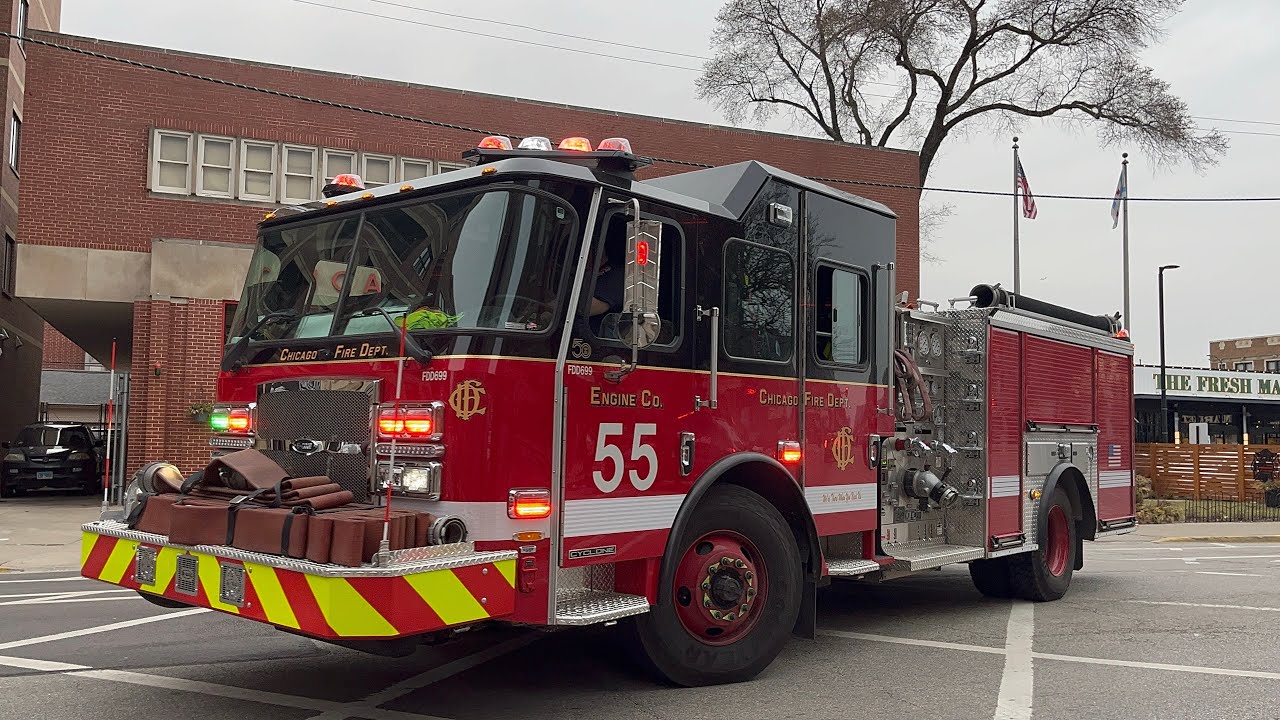 Chicago fire department ambulance 3 engine 55 Truck 44 responding