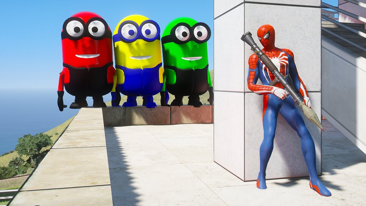 GTA 5 Funny Spiderman vs White Minion Epic Ragdoll Episode. 2