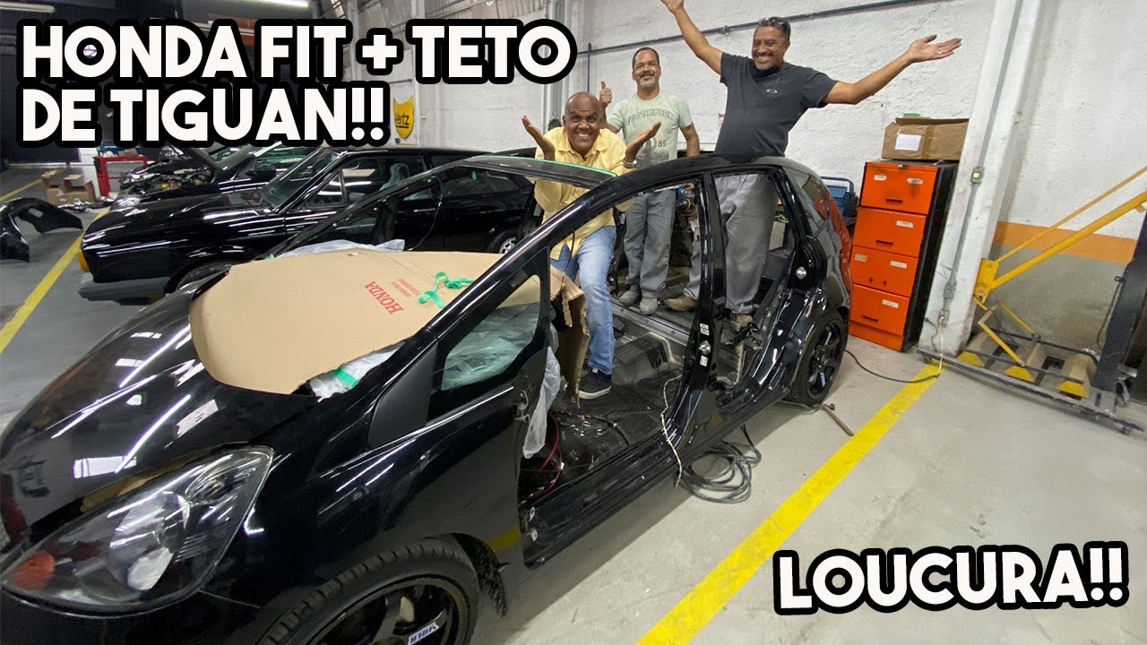 HONDA FIT COM TETO SOLAR DE TIGUAN!!🔥😱 UM SONHO SE TORNANDO REALIDADE!! Pt.1