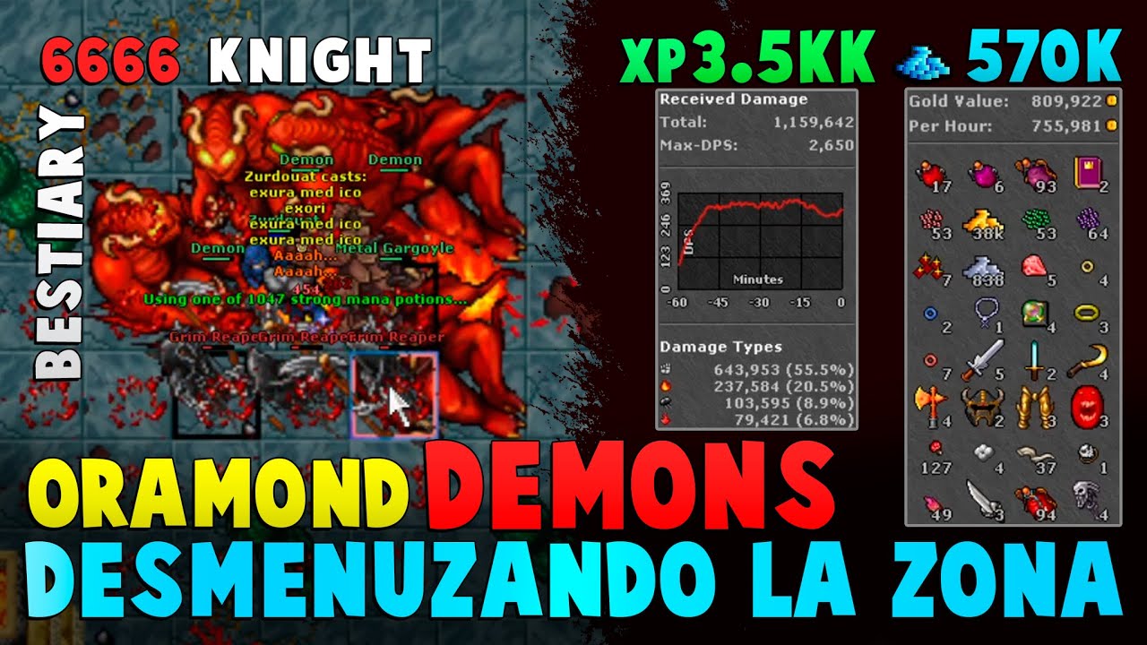 Tibia: 🔥 Oramond Demons - Task 6666/Knights | Abandoned Sewers | EK 600+ | Desmenuzando la Zona