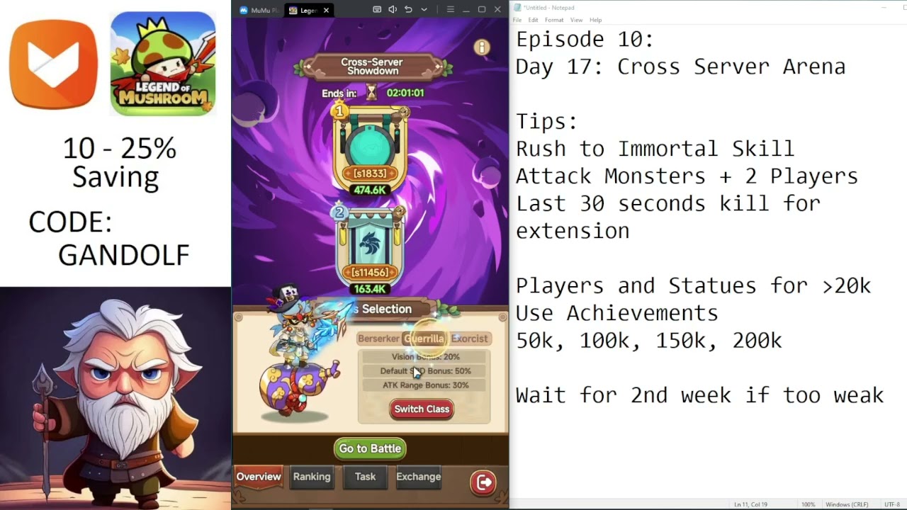 Legend of Mushroom LOM Rush Immortal Skill Cross server showndown Episode 10