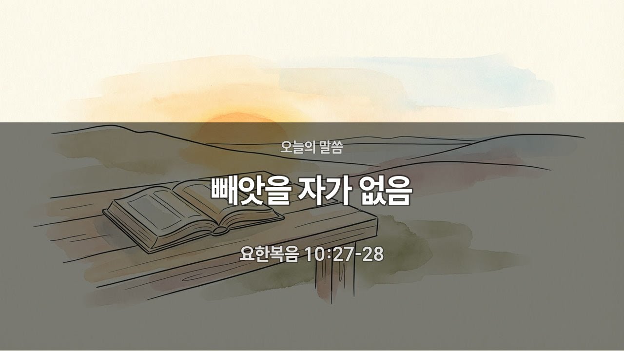 [저녁묵상] 요한복음 10:27-28 | 빼앗을 자가 없음 | 매일묵상