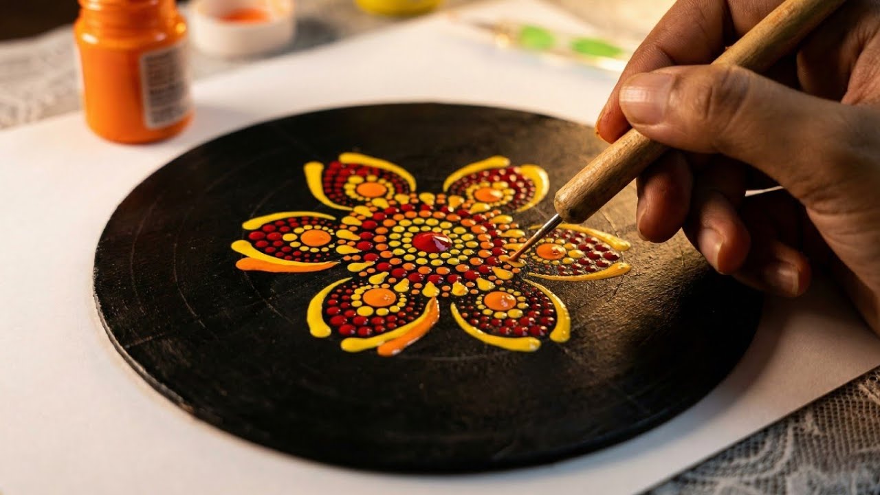 Dot Mandala art  🎨 how to draw dot Mandala art 🔥 ASMRj