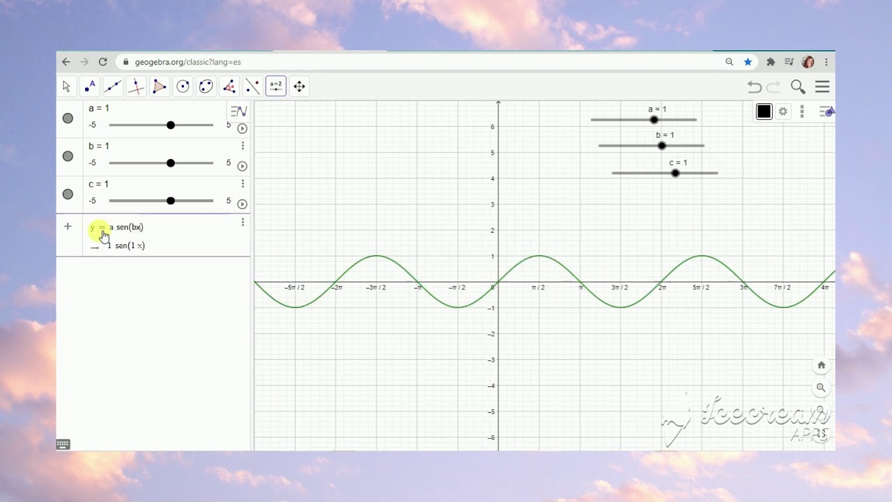Funciones senoidales con geogebra
