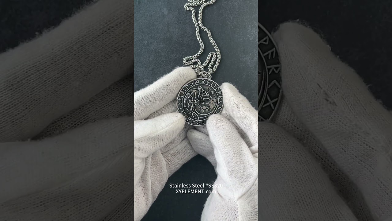 Fenrir Wolf Viking Rune Necklace (SS320) 