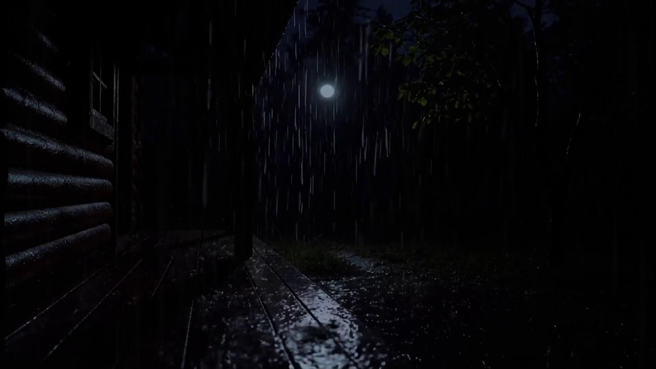 Sustained Heavy Rain Sounds | Remote Forest Shelter at Night