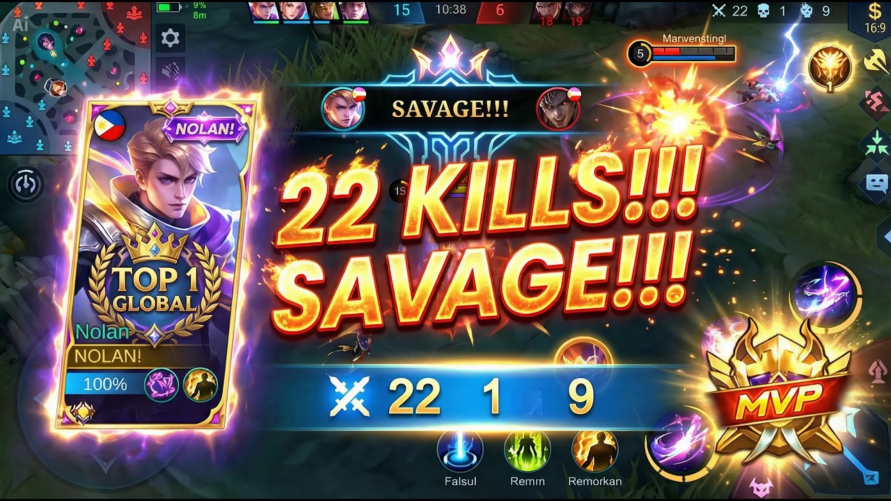 22KILLS!!!SAVAGE!!!!NOLAN, O IMPARÁVEL...   #mlbb2026 #NolanSavage