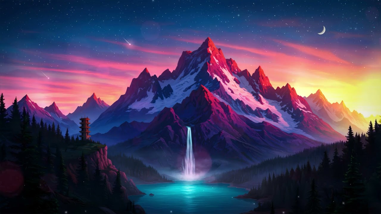 🏔️ 4K LIVE WALLPAPER | Snow-Capped Mountains & Serene Waterfall | Relaxing Nature Scenery ❄️✨