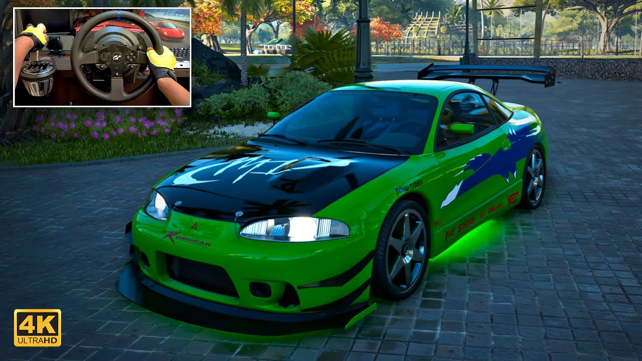 Paul Walker's Mitsubishi Eclipse GSX | NEON LIGHTS | The Crew Motorfest Steering Wheel Gameplay 4K