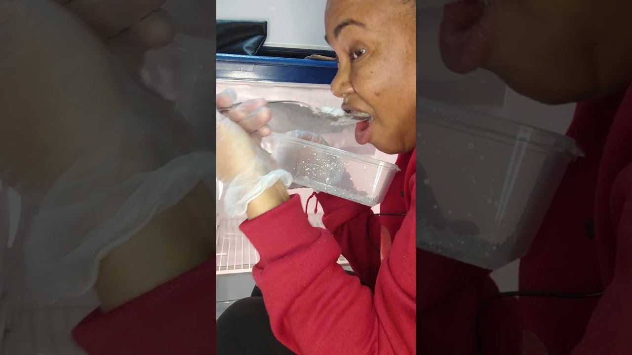 ASMR/EATING FLUFFY ICE/NATURAL BLUE FRIDGE 💙