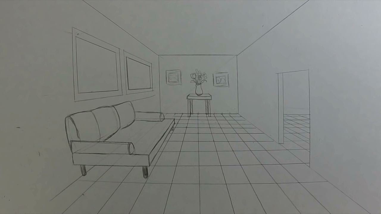How to Draw a Room in 1-Point Perspective