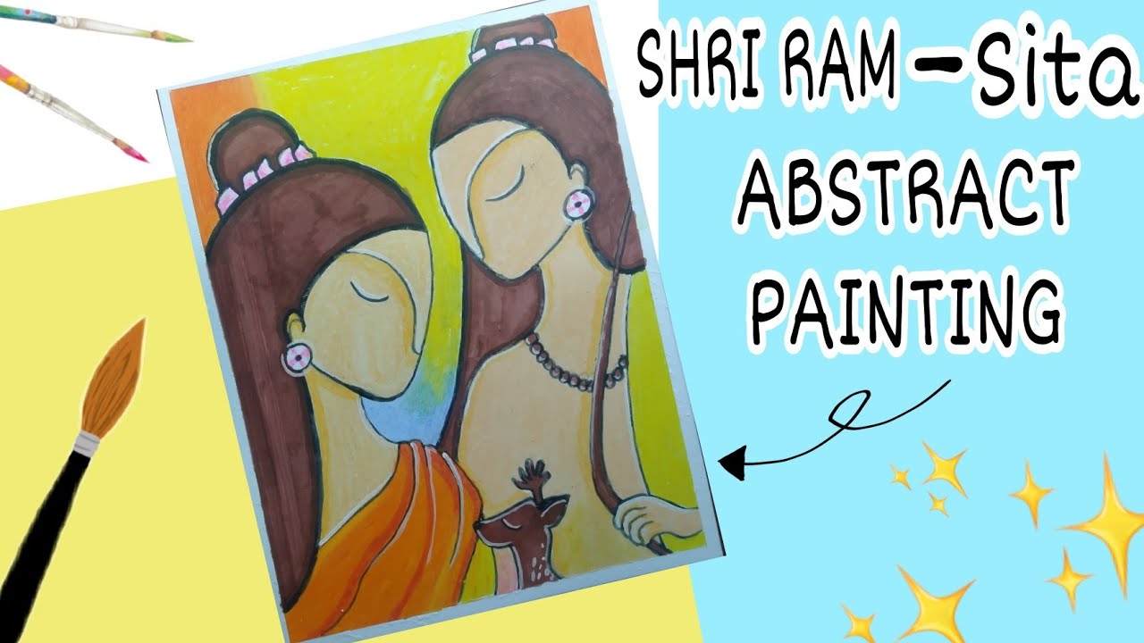 How to draw Abstract painting of lord Rama & Maa Sita #youtubeshorts #youtube