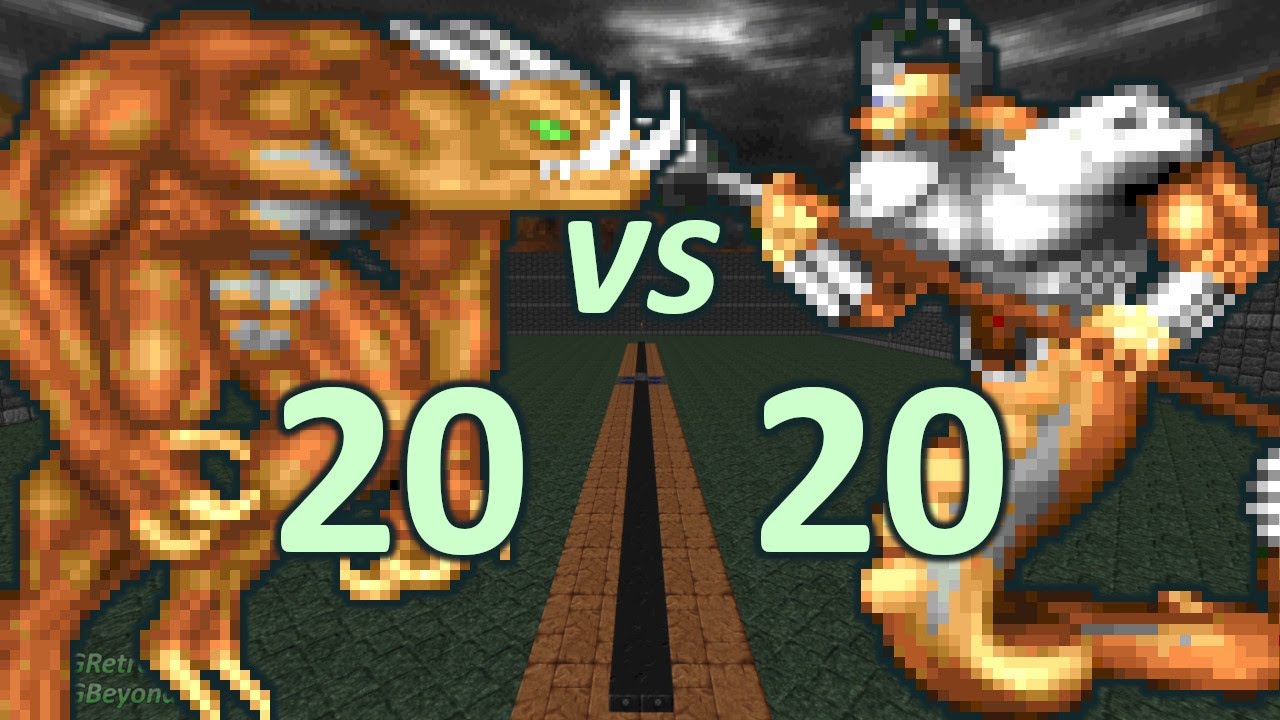 20 Weredragons vs 20 Ophidians - Monster Infighting - Heretic Retro Battles