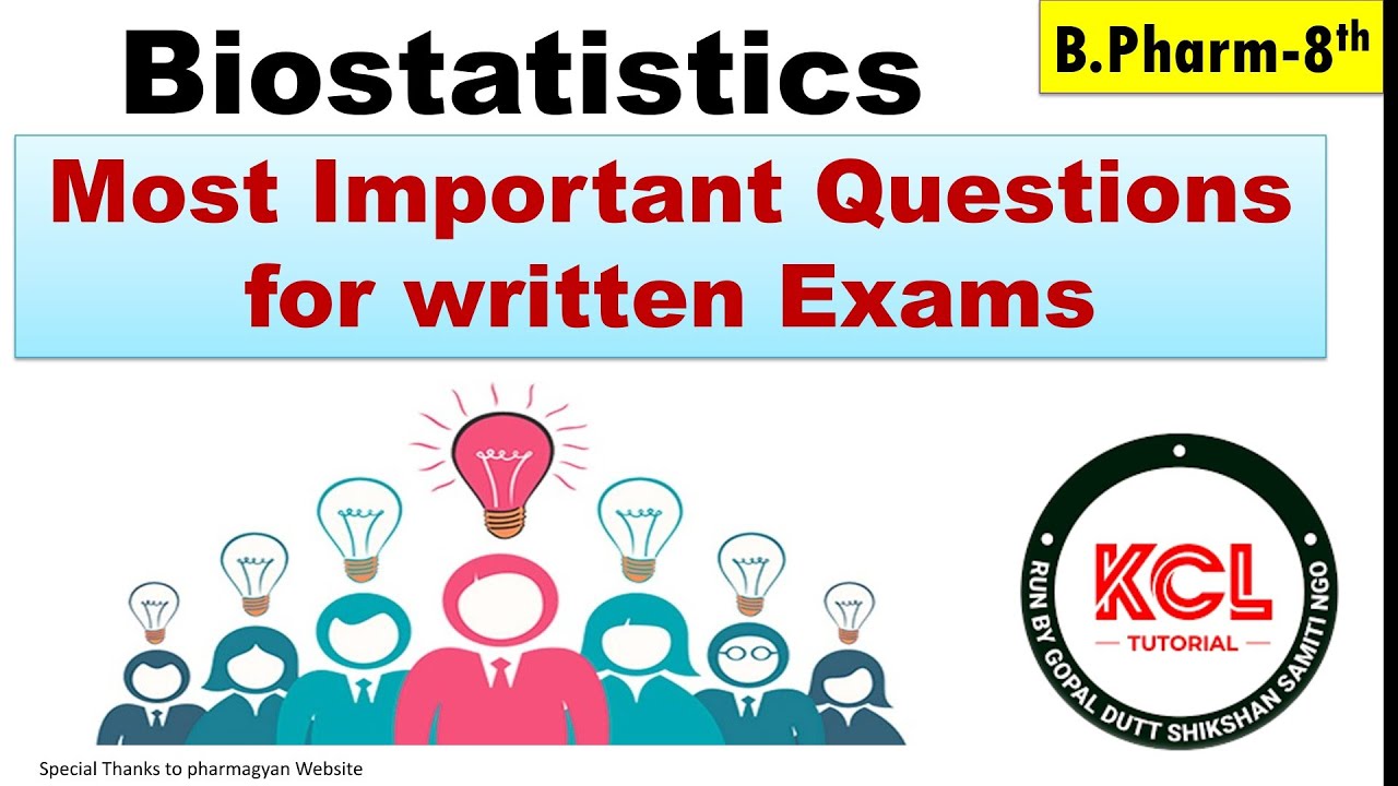 Series of most important questions of Biostatistics Pharmacy 8th sem for written exams
