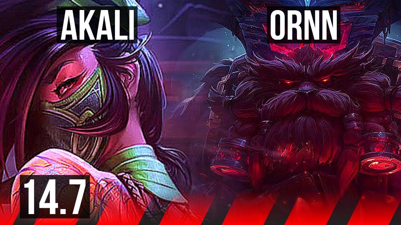 AKALI vs ORNN (TOP) | 9/0/1, 1200+ games, Legendary | EUW Master | 14.7