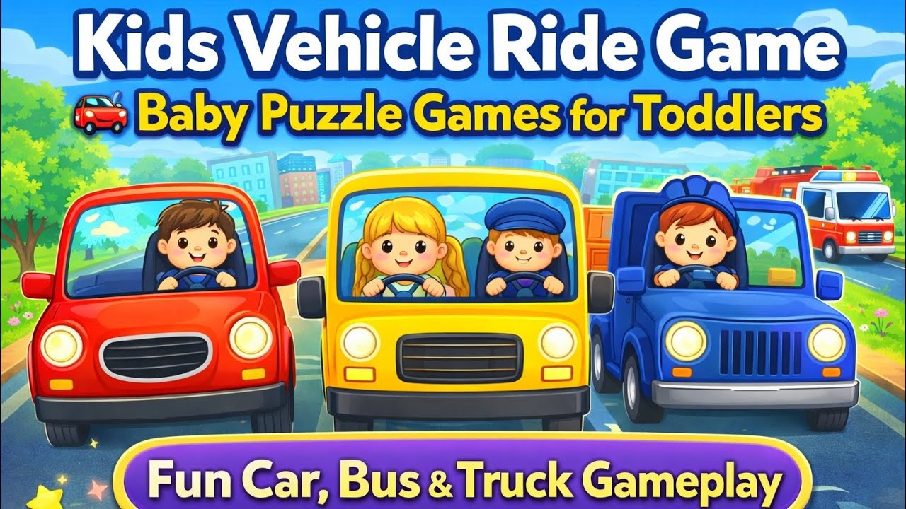 Kids Vehicle Ride Game 🚗🚌 | Baby Puzzle Games for Toddlers | Fun Car, Bus & Truck Gameplay