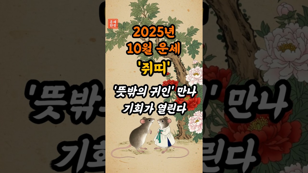 2025년 10월 쥐띠 운세｜뜻밖의 귀인 만나 기회 열린다#2025년운세 #10월운세 #쥐띠운세 #띠별운세 #사주 #사주풀이 #재물운 #연애운 #직장운 #귀인운#운세한컷