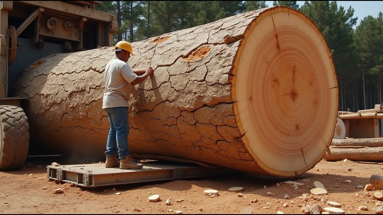 From the Deep African Jungle: Giant Tree Trunk Begins New Journey, Legendary Solid Wood Table Formed