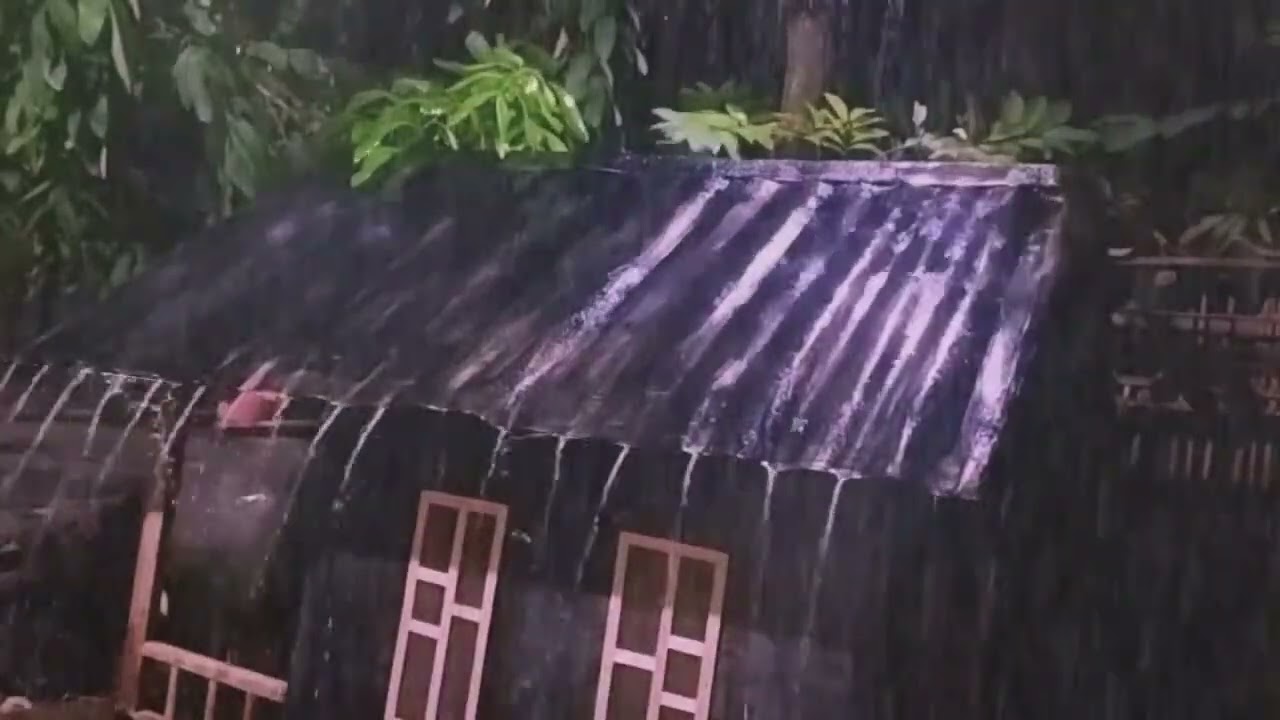 Goodbye Stress With Heavy Rain And Thunder On The Tin Roof For A Good Night's Sleep
