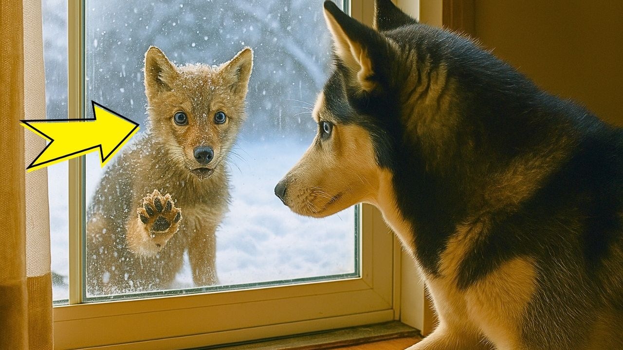 „LĂSAȚI-L SĂ INTRE!” — UN HUSKY vede un PUI DE LUP în FURTUNĂ… Ce a făcut PĂDURARUL A SCHIMBAT TOTUL