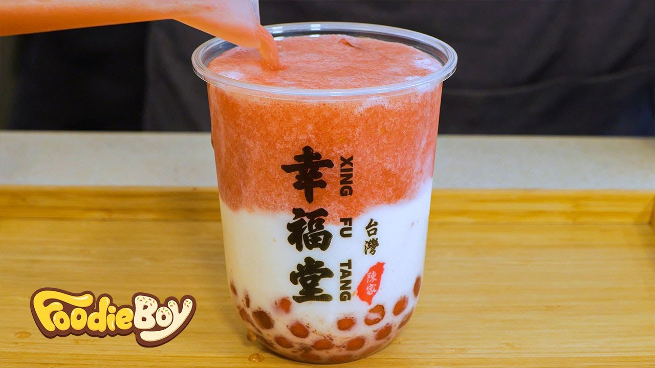 딸기버블우유 & 말차버블우유/ Strawberry Boba Milk &Matcha Boba Milk - Korean Street Food / 대구 동성로 행복당