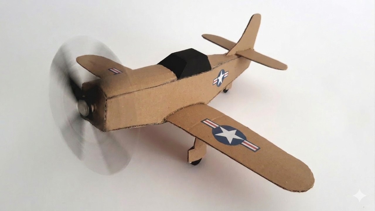 COMO hacer un AVION de CARTON con motor ELECTRICO. Mustang P51