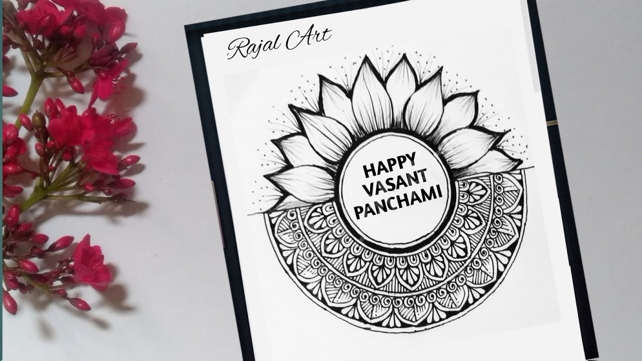 How to draw mandala art for beginners | Vasant Panchami mandala art | drawing | step by step