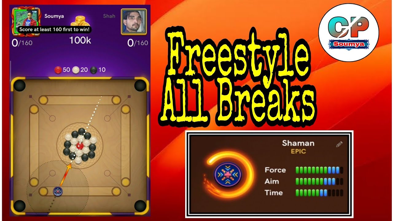 Carrom pool Freestyle all Break// Win Every Freestyle Match// Break Tricks