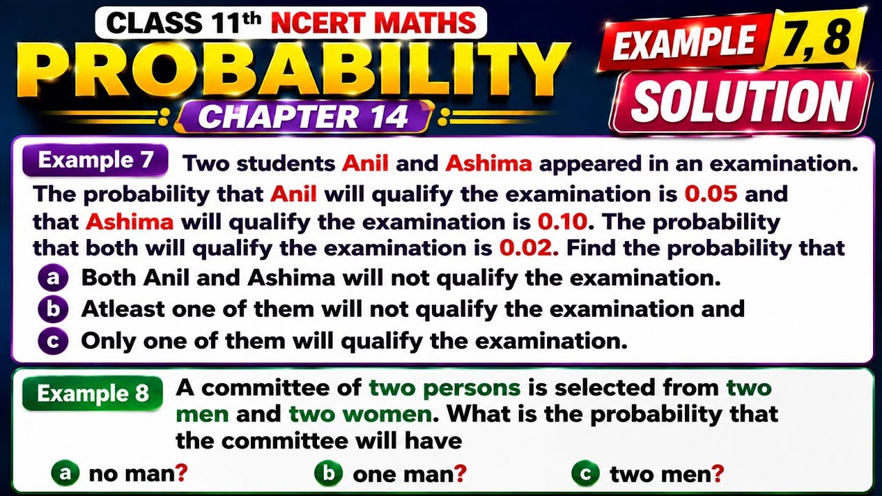 Probability Example 7,8 || Class11th Ncert