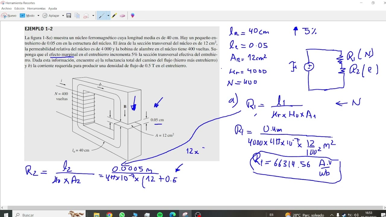 Aprende a resolver circuitos magneticos / CHAPMAN ejemplo 1.2