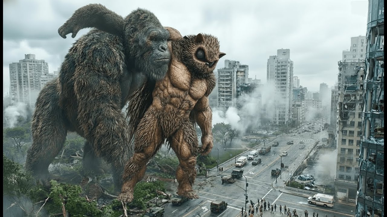king kong vs monsters porcupine man epic city battle