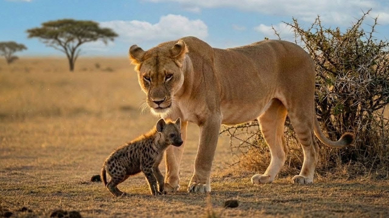 Lioness Found an Alone Hyena Cub…Then Something Unthinkable Happened Next!