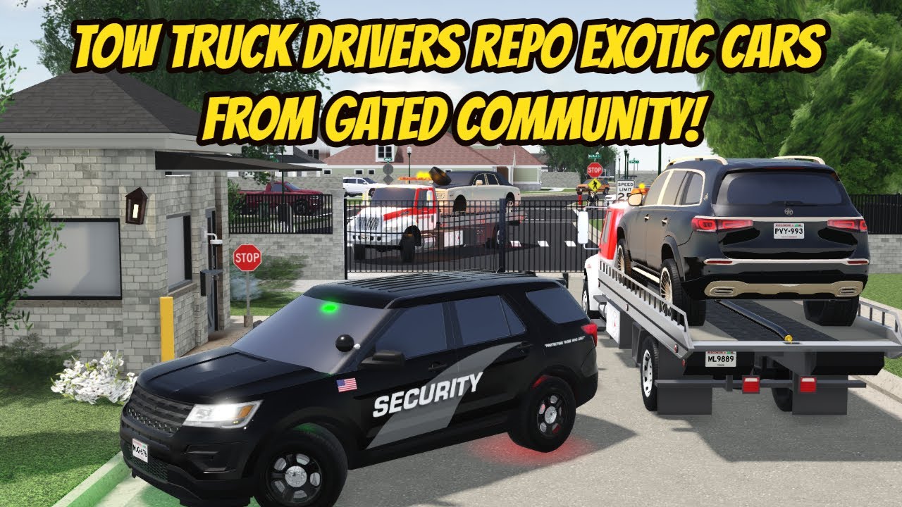 Greenville, Wisc Roblox l *RICH* Gated Community Tow Truck REPO CHASE Update Roleplay