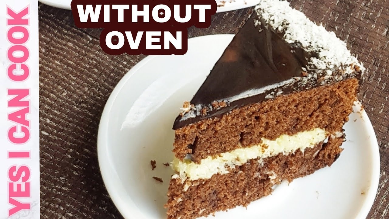 Chocolate Coconut Cake without Oven by (YES I CAN COOK)