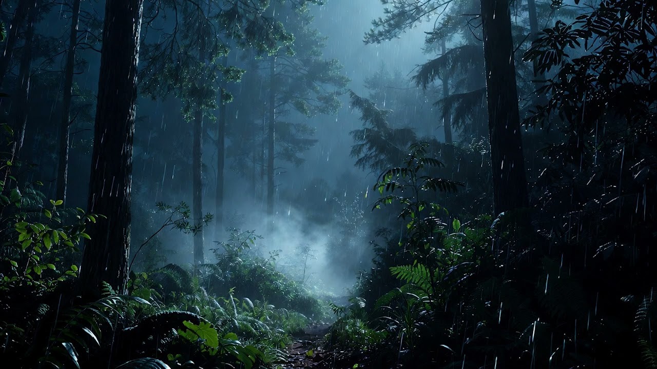 Deep Forest Rain at Night 🌧️ 5 Hours  No Music  Sleep, Relax & Focus