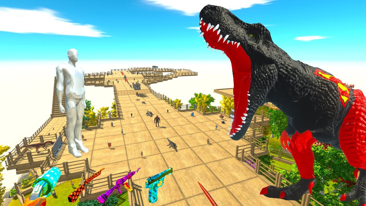 FPS AVATAR & SUPER T-REX SAVES DINOSAURS FROM ENEMIES' TRAP - Animal Revolt Battle Simulator