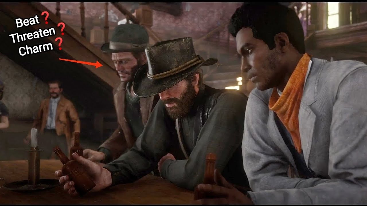 What If Arthur Beat Vs Threaten Vs Charm The Annoying Drunk Man At The Bar (A Quiet Time) - RDR2