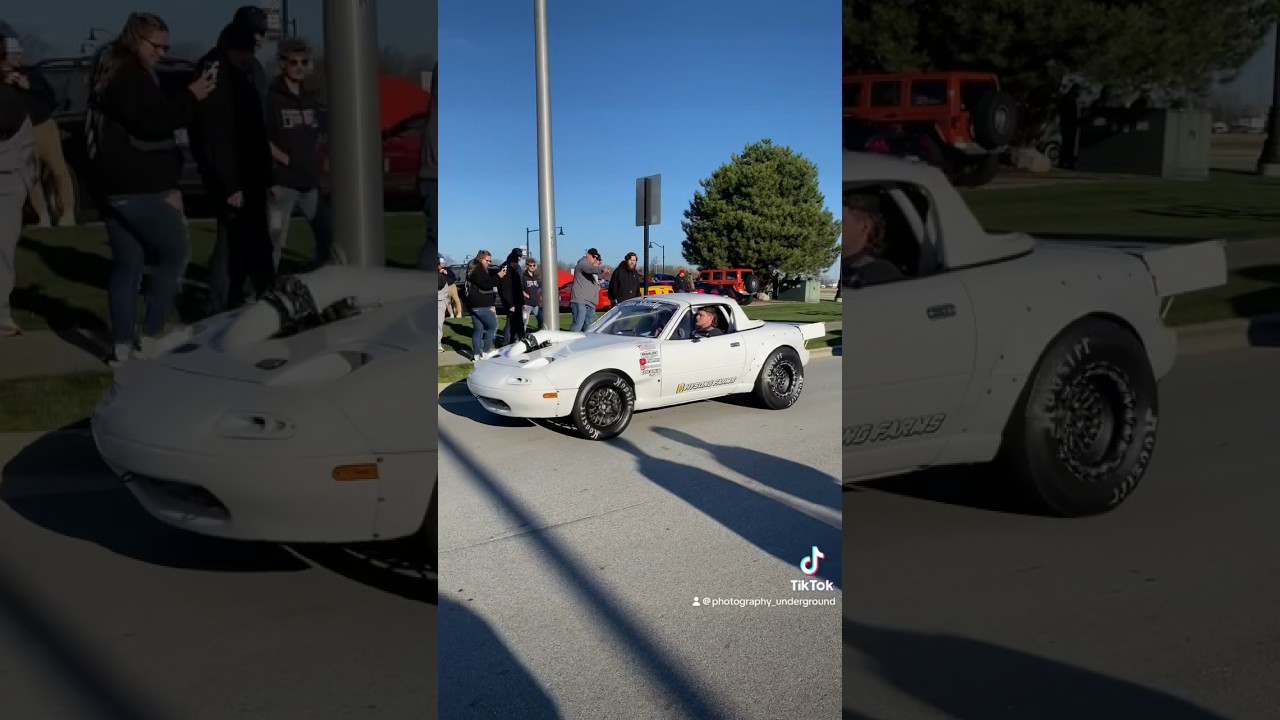 V8 Miata With Rear Mount Big Turbo #v8 #mazda #miata #big #turbo #drag #car #1320video #fyp #shorts