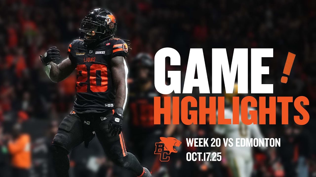 ГЛАВНЫЕ МОМЕНТЫ ИГРЫ 20-Й НЕДЕЛИ CFL | Эдмонтон Элкс против BC Lions | 17 октября 2025 г.