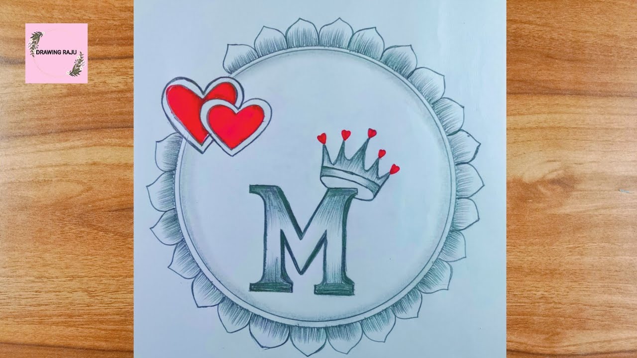 Simple M letter circle drawing|| M letter tattoo designs with pencil sketch||simple art video