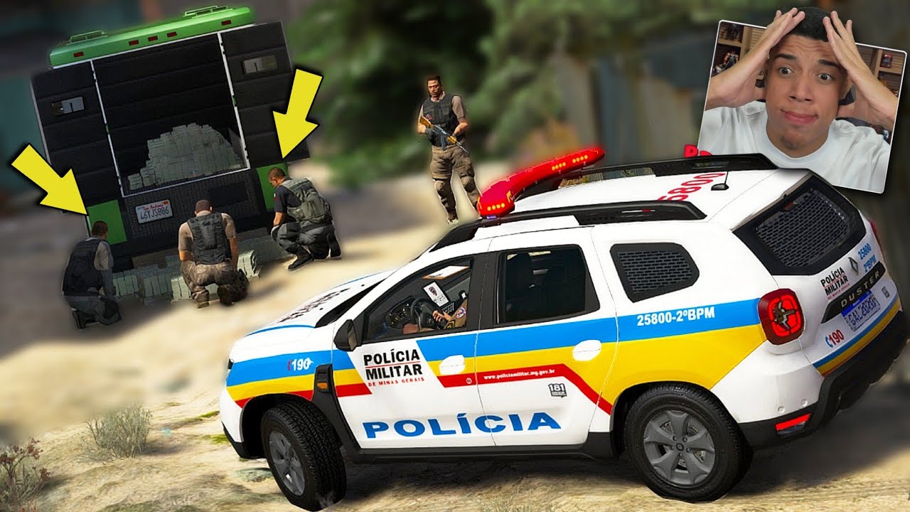 GTA V : MOD POLICIA - PMMG RECUPERA CARRO FORTE ROUBADO DENTRO DA FAVELA!! ( INSANO )
