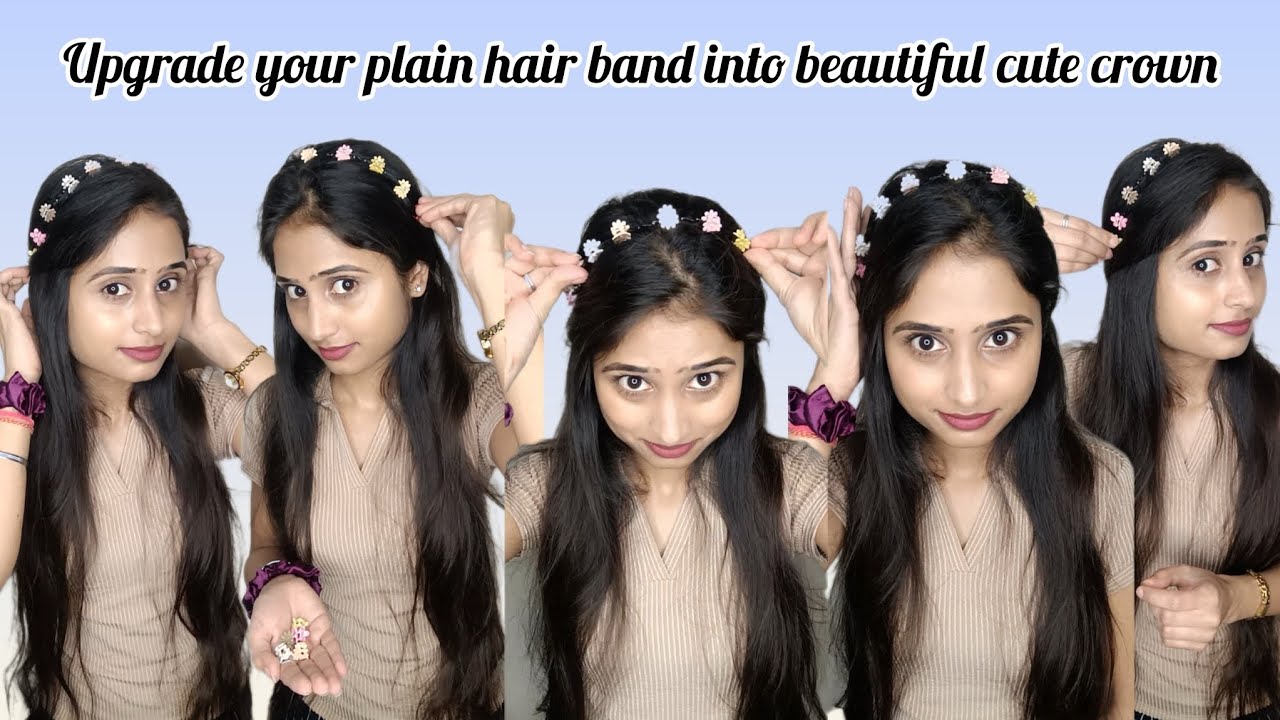 Upgrade your plain hair band into beautiful cute crown 🔥 #hairtutorial #hairstylingvideos #hairhacks
