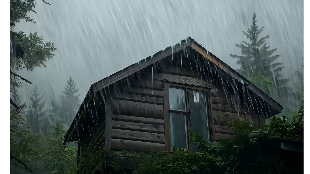 Heavy Rainstorm Over a Dilapidated Cabin (10 Hours)
