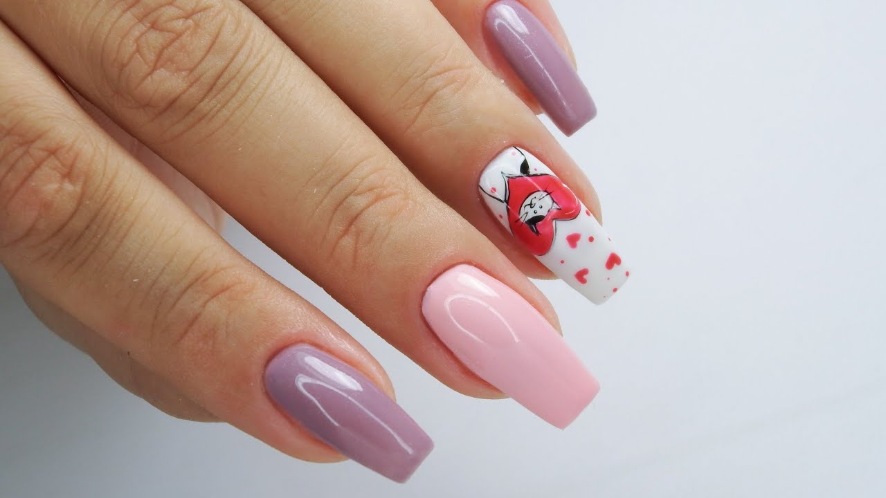 Lovely Kitty nails art tutorial / Charbonne